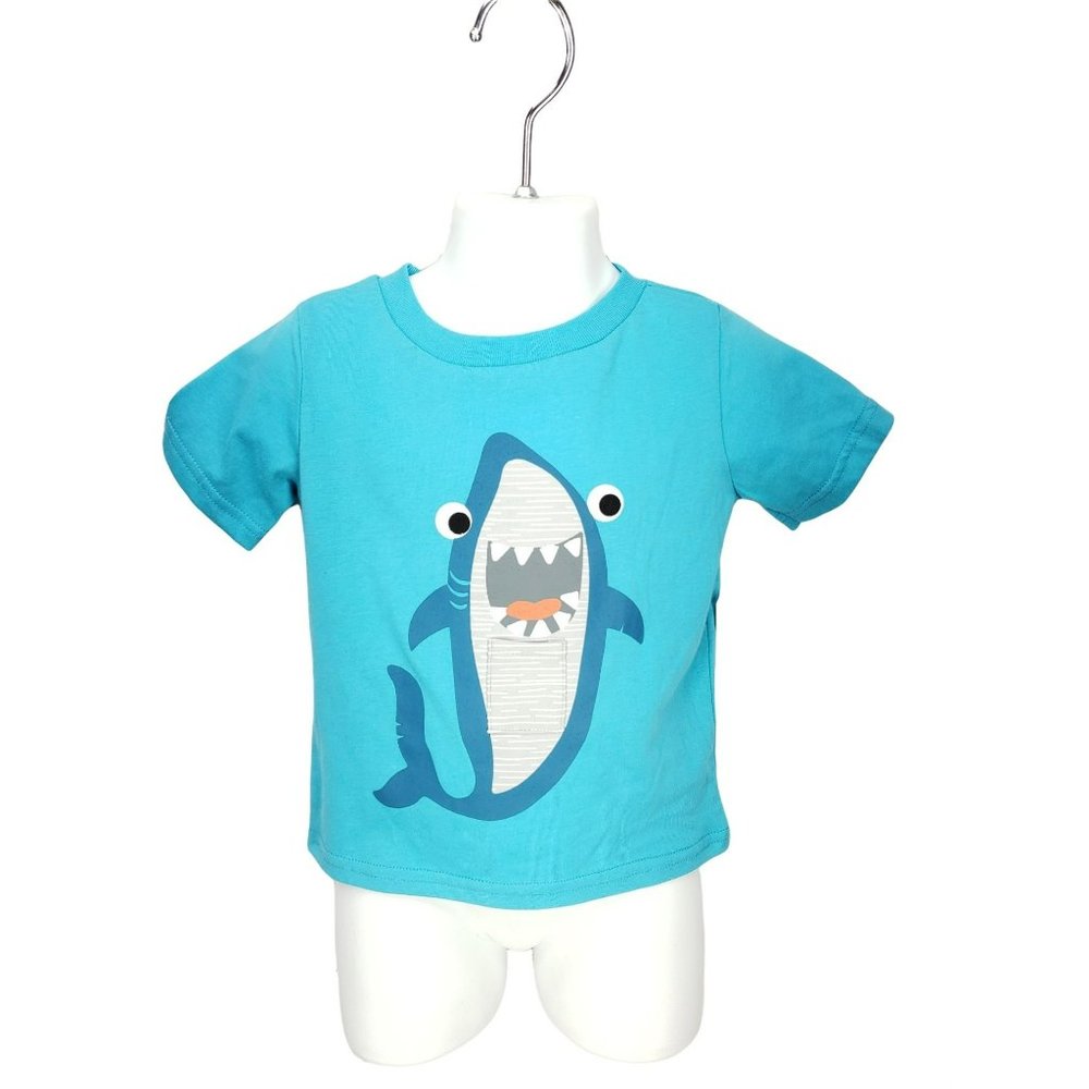 Swiggles Blue Shark Pocket on chest Boys 2T‎ Tee Shirt